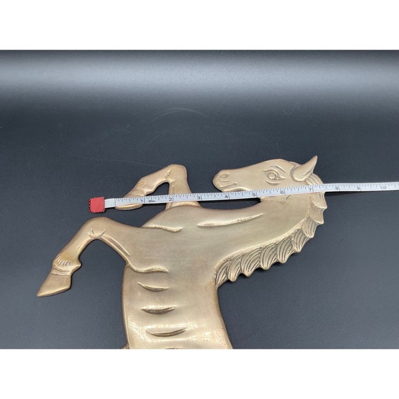 Vintage Midcentury Brass Horse Wall Hangings Pair Galloping Stallion Silhouettes - Picture 9 of 9